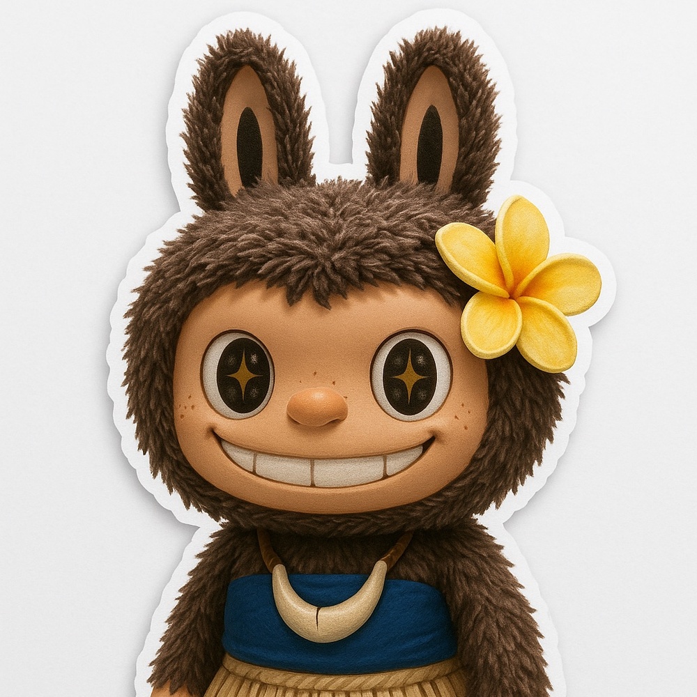 Guam Labubu with Sinahi Waterproof Sticker | Guam Chamorro Culture